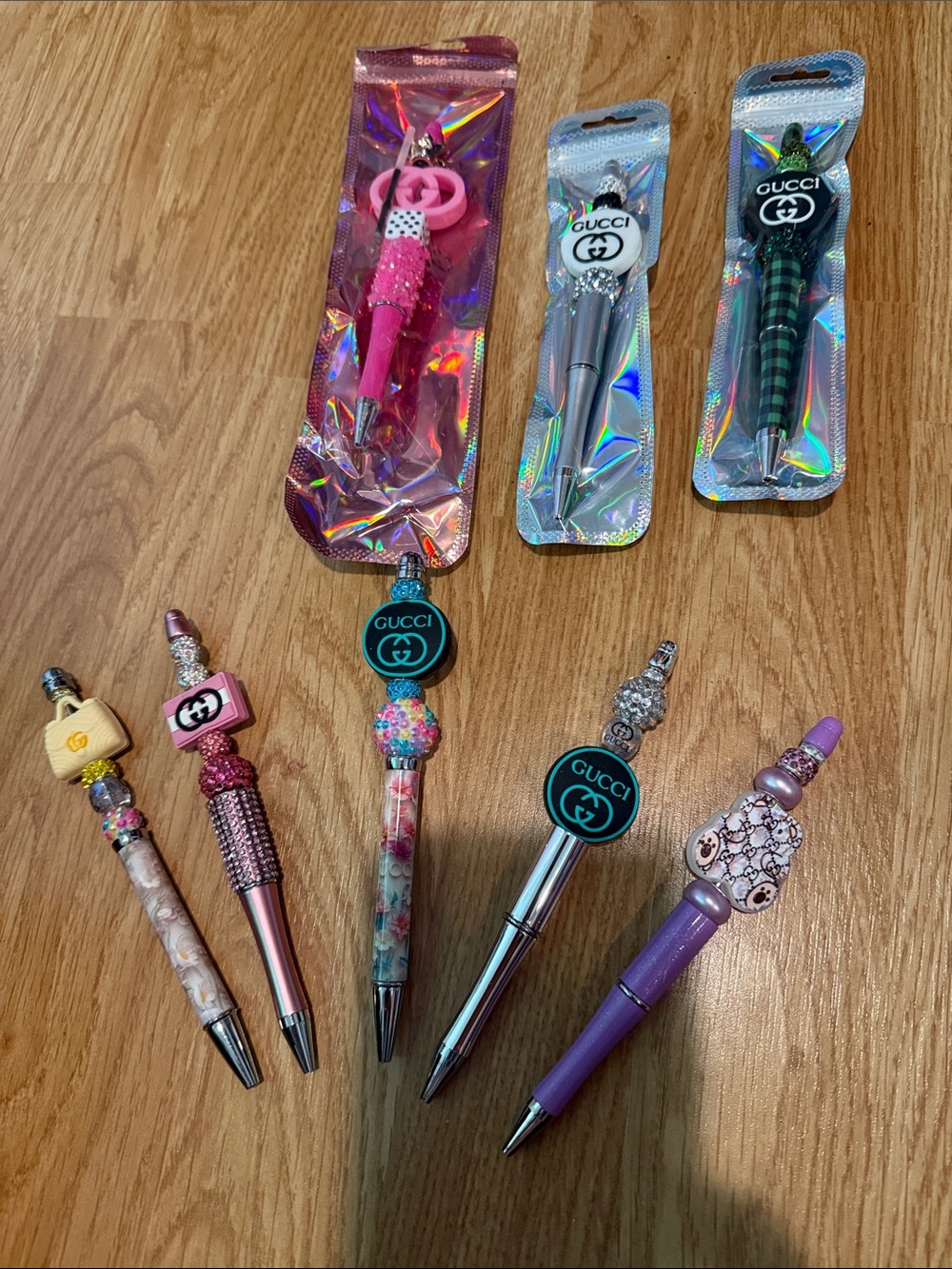 Handcrafted Decorative Bead Pens as shown, or can be personalized as requested.